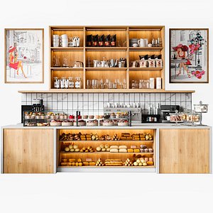 Workplace in a coffee shop or shopping mall 3D model