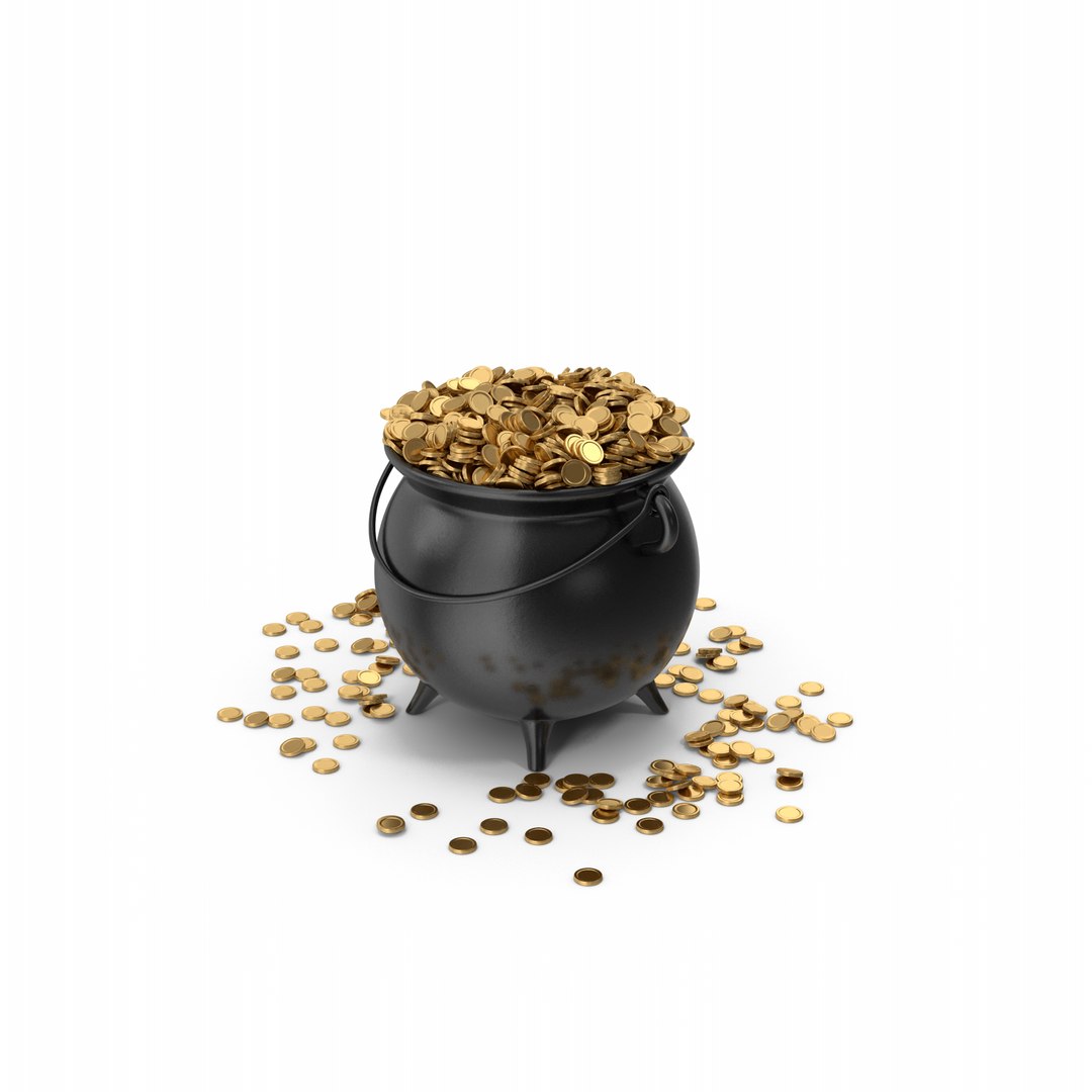 3D Model Cauldron With Gold Coins - TurboSquid 2002416