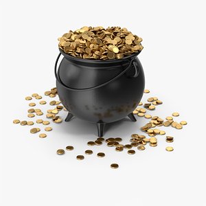 3D model Cauldron With Gold Coins