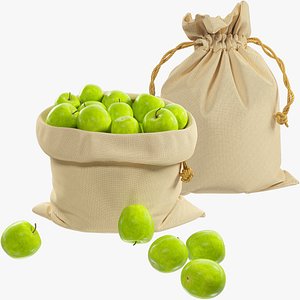 3D Jute Bags with Apples Collection V3 model