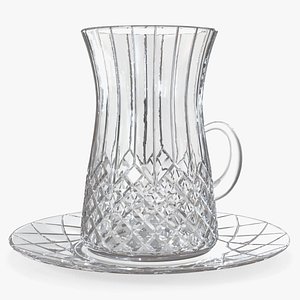 3D Crystal Armudu Tea Cup with Plate model
