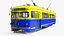 Vecchio tram giallo blu truccato