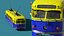 Vecchio tram giallo blu truccato