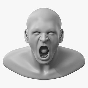Evil Screaming Man Bust Base Mesh