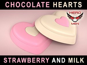 3d render chocolate hearts model