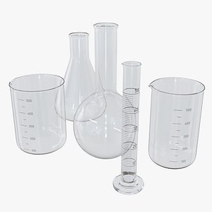3D Laboratory Glassware Flasks Measuring Cups