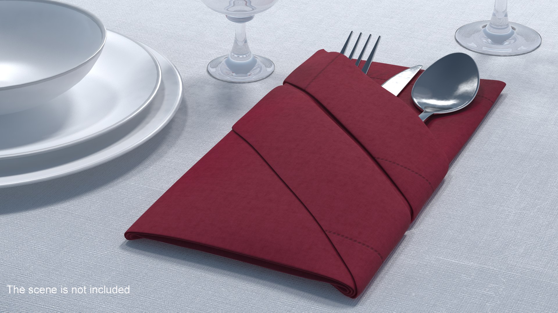 3D Buffet Napkin Fold with Steel Flatware model TurboSquid 2019584