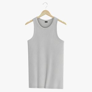 3D model Sleeveless Hanging Male Type 02 Blank White and Branded Heather