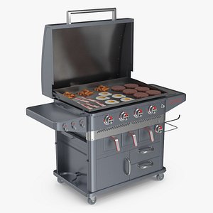 Air Fryer Gas Grill with Cooking Breakfast Food in Use