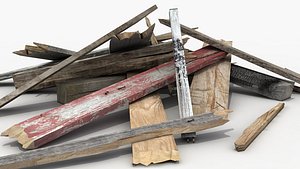 3d wood planks pile model