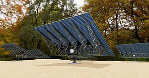 3D model Solar Tracking Pole-3x6 Panel Layout-Five Table