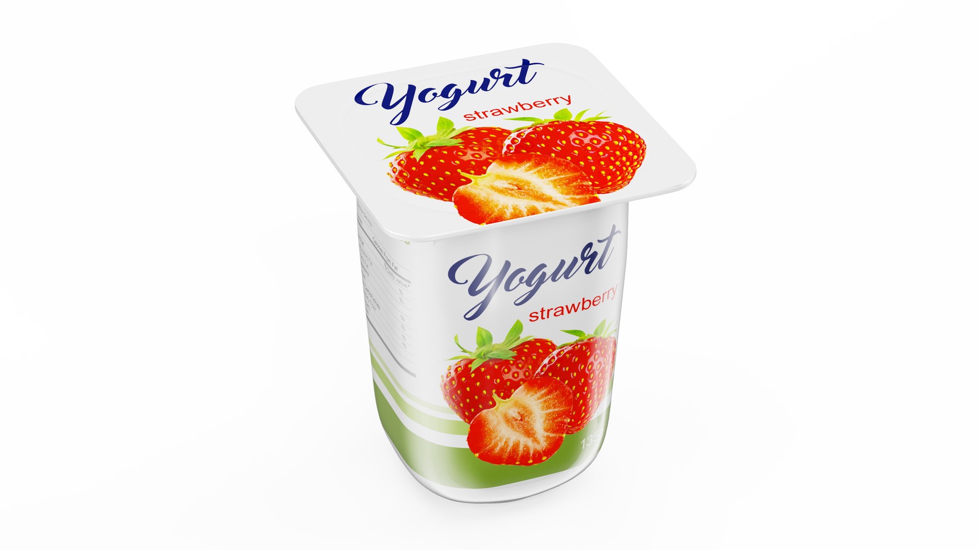 Strawberry Yogurt Cup Mockup 3D model preview