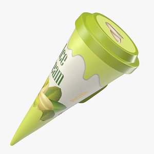 Cone Ice Cream with Cap Mockup Pistachio 3D model