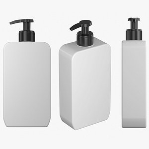 3D Square Cosmetic Bottle with Pump Mockup 03