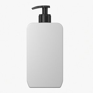 Square Cosmetic Bottle with Pump Mockup 03
