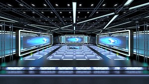 Virtual TV Studio News Set 8