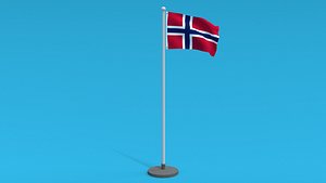 Low Poly Seamless Animated Norway Flag 3D model