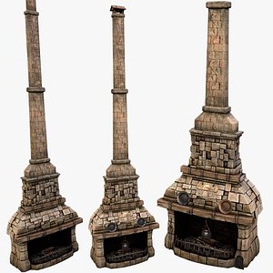 3D Medieval Fireplace Chimney model