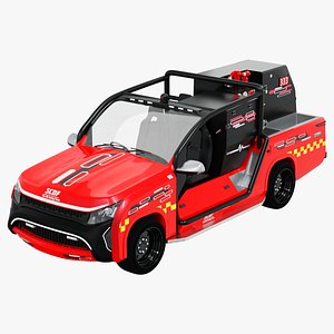 Life Saving Force Fire Truck 4x4 Red Vehicle 3D