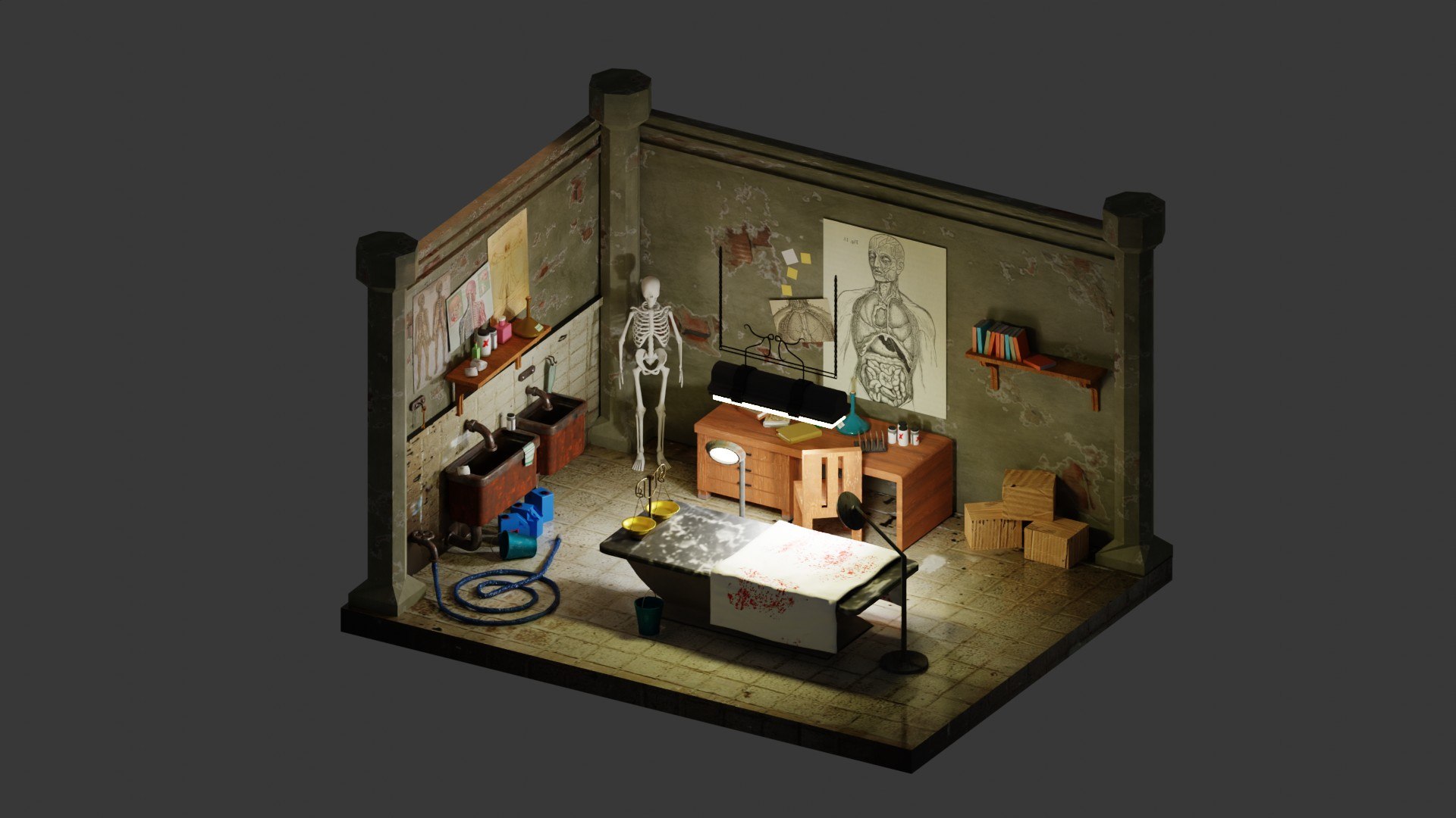 3D Model Isometric Postmortem Blender 3D Scene - Inspired From Classic ...
