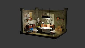 Isometric postmortem Blender 3D scene
