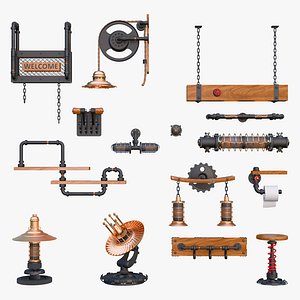 Steampunk Loft Decor 15 Pieces Set M1
