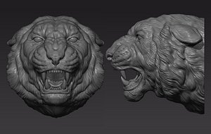 Tiger head roar 3D model