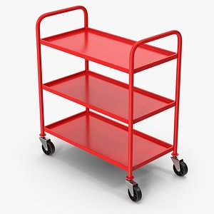 3D Red Service Trolley