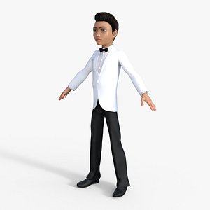 Cartoon man in suit Rigged model
