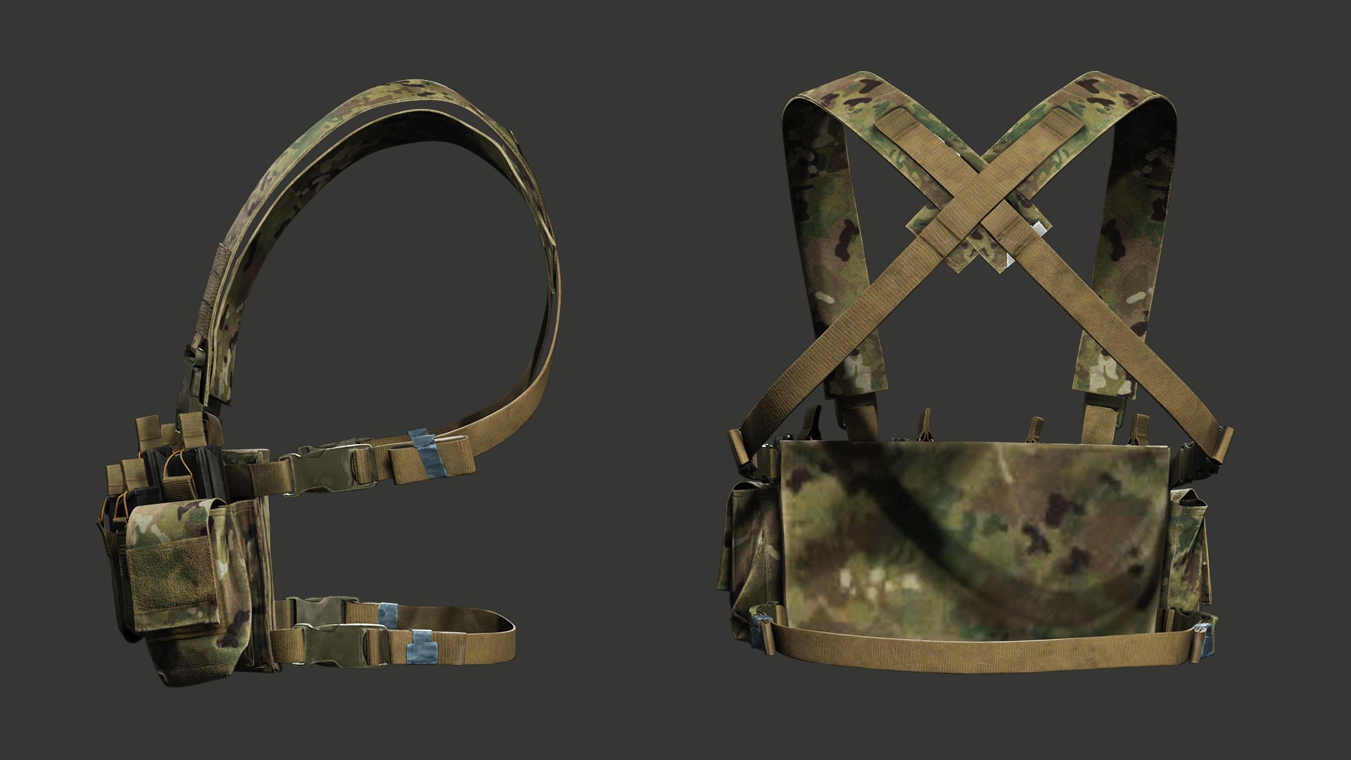 3D Multicam Tactical Chest Rig - Game Ready 3D Model - TurboSquid 2419615