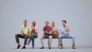3D model Basics0851 - A set containing 5 models of male and female adults sitting in casual attire in public