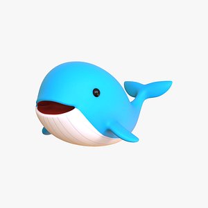 3D Low Poly - Cartoon Whale Rigged model