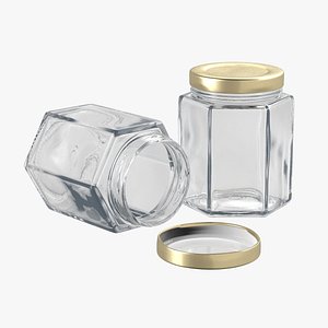 3D hexagonal glass storage jar