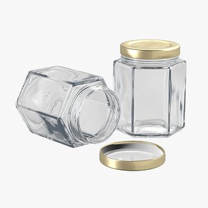 Hexagonal Glass Storage Jars