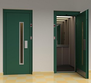 3D vintage european elevator door metal
