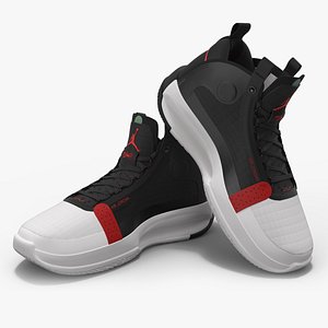 Nike Air Jordan 34 XXXIV Bred White Black Red 3D model