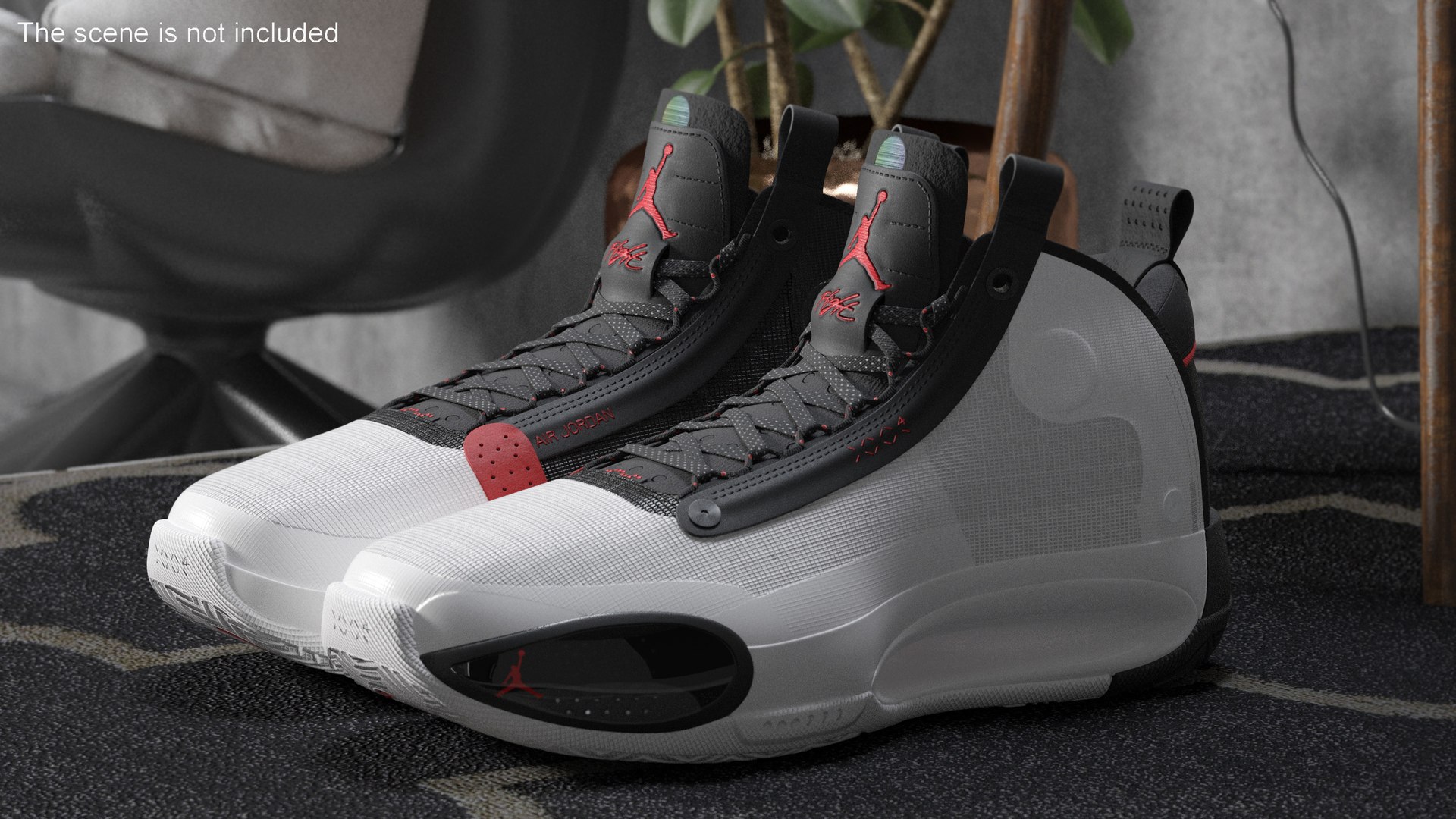 Nike Air Jordan 34 XXXIV Bred White Black Red 3D model preview