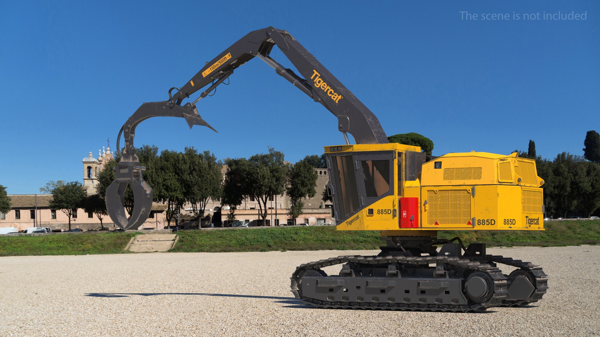 Tigercat 855D Tracked Knuckleboom Loader Dirty Rigged 3D model preview