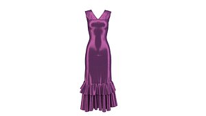 3D purple silk gown