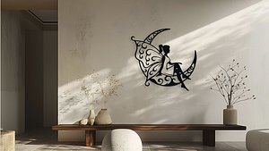 Moon Fairy Silhouette Wall Art Digital Download
