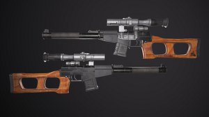 Russian USSR sniper rifle VSS Vintorez Low-poly 3D model