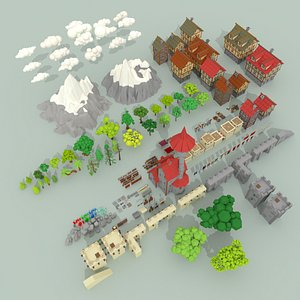 3D model medieval city pack