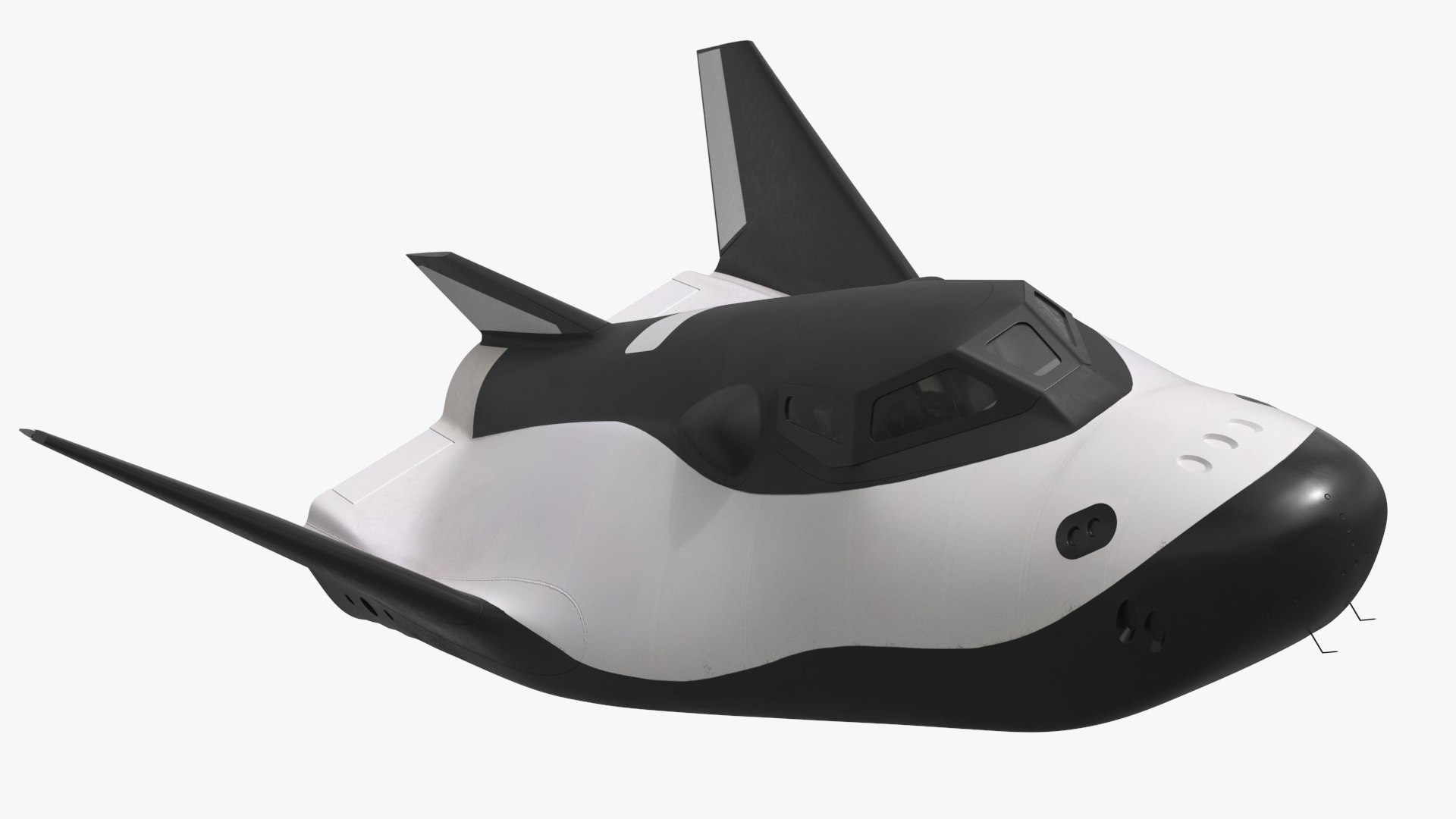 Compact Winged Space Transport White Black with Interior Rigged for Maya 3D model preview