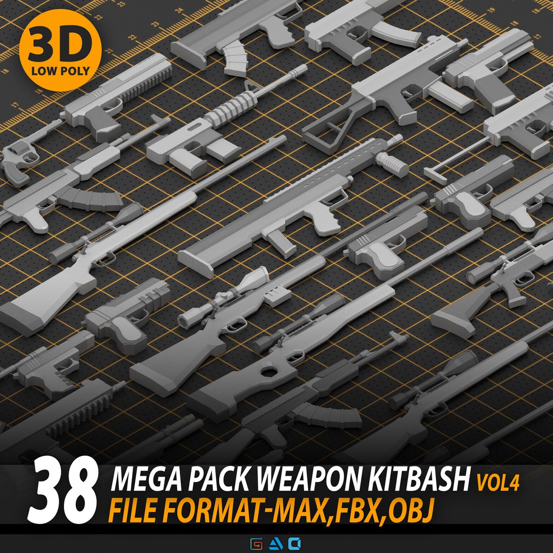 Mega Pack Weapon Kitbash Vol4 3D Model - TurboSquid 2341409