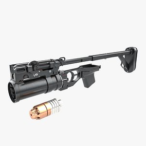 Grenade Launcher 03 Black Standalone Rigged All PBR Unity UE Textures