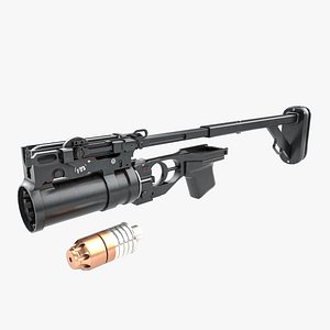 Grenade Launcher 03 Black Standalone Rigged All PBR Unity UE Textures