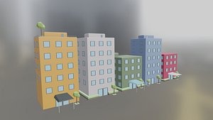 3D Modular Low Poly City Pack Game Ready Assets model