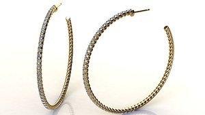 hoop earrings diamonds 3D
