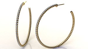 Hoop Earrings with Pave Diamonds