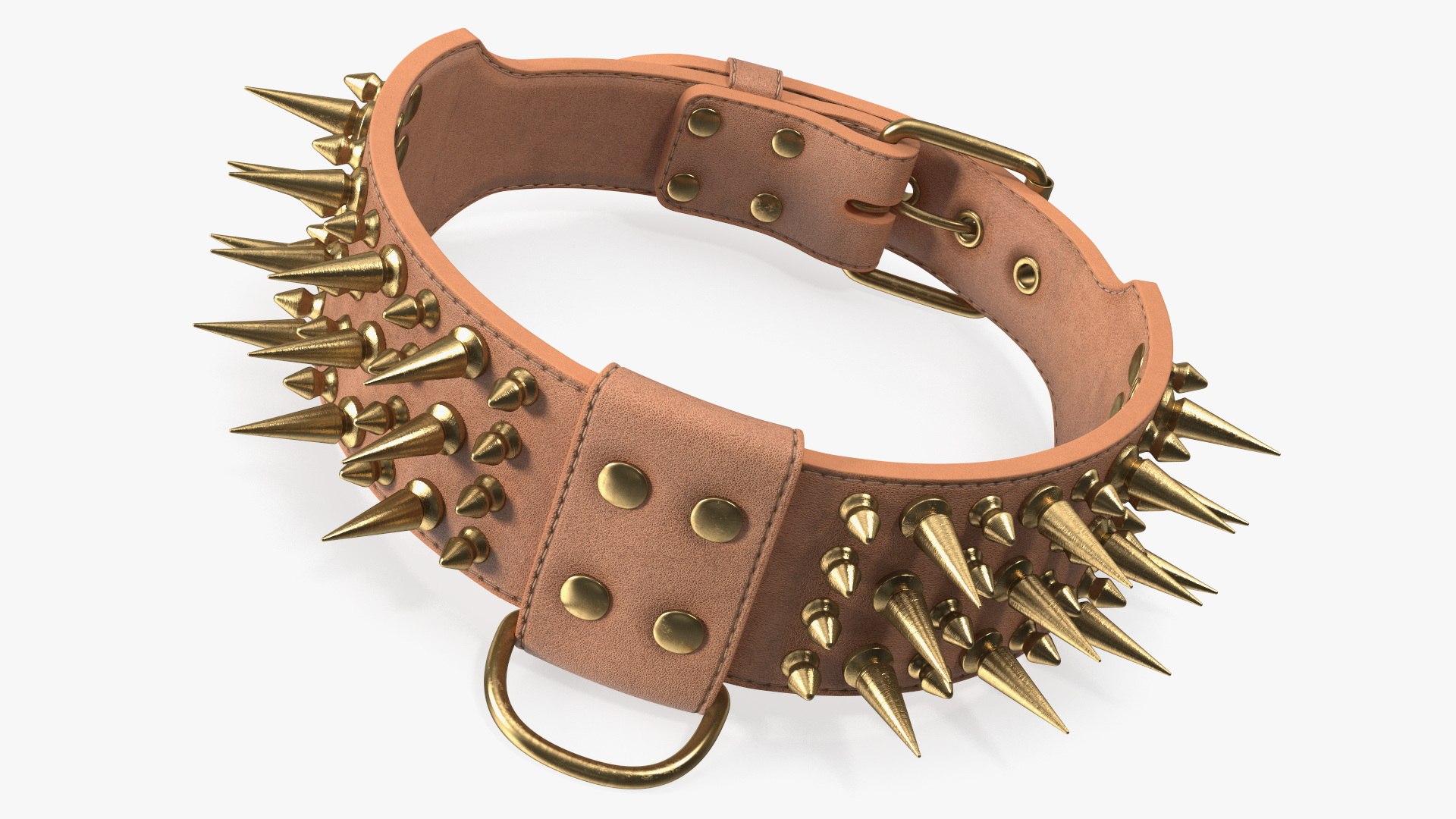 Spiked Tough Leather Dog Collar 3D model preview